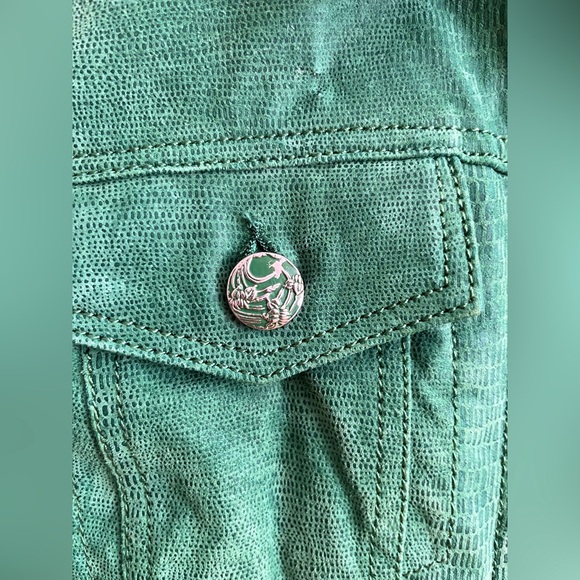 Green genuine leather jacket, size S - Picture 4 of 8